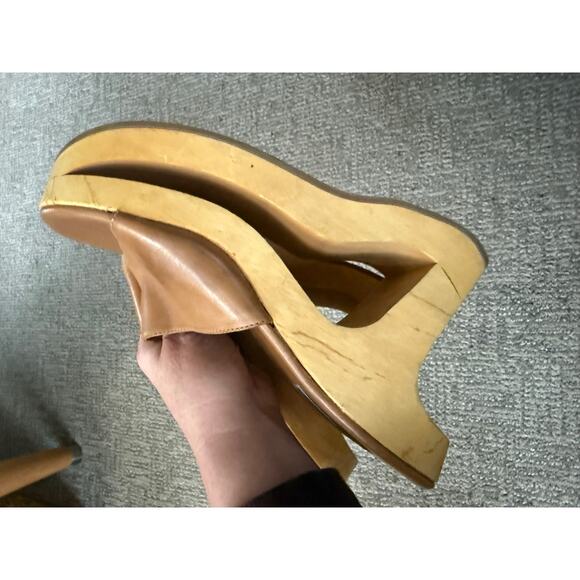 Steve Madden curved wooden Heel rare Y2K heeled vintage Sandal 10 - Picture 4 of 8